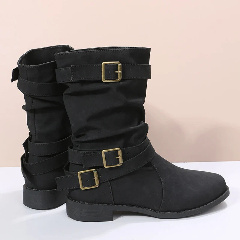 HOT SALE 45% OFFđ„New Fall Winter Women Vintage Round Toe Mid-Calf Boots