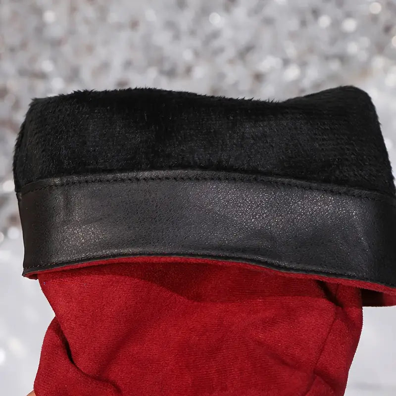 🎄Last day 49% Off❤️ Women's Buckle Belt Pull On Chunky Heel High Knee Boots, Winter Round Toe Slouchy Boots