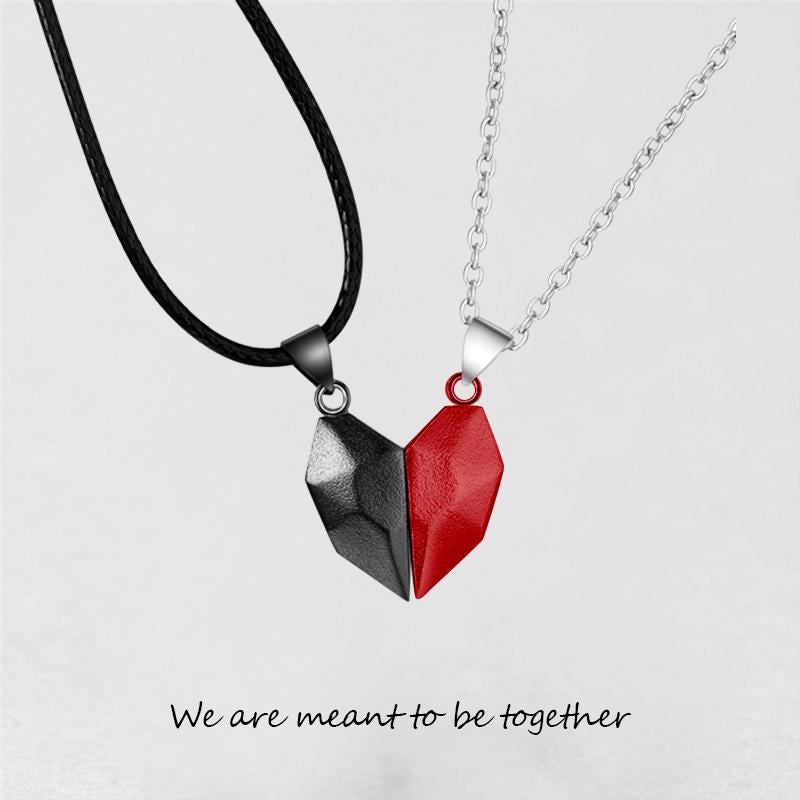 Two Souls One Heart Pendant Necklaces for Couple,Wishing Stone Creative Magnet Couples Necklace