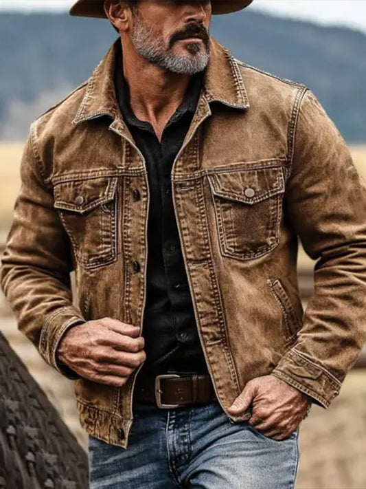 Men's Western Outdoor Vintage Multi-Pocket Jacket