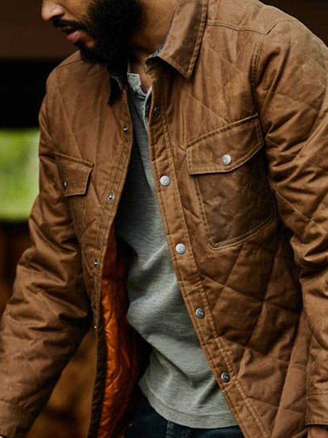 Quilted Waxed Shirt Jacket