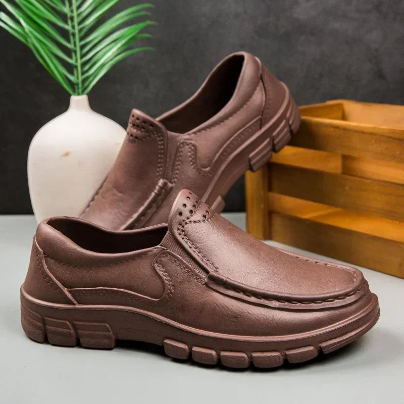 Hot Sale 45% Off🔥 Men’s Black EVA Slip-on Work Shoes - Comfortable Chef Shoes for Driving and Office Use, All-Season Casual Footwear
