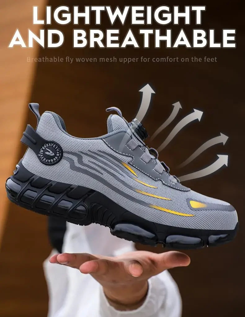 2024 New Rotating Button Anti-puncture Air Cushion Indestructible Work Sneakers