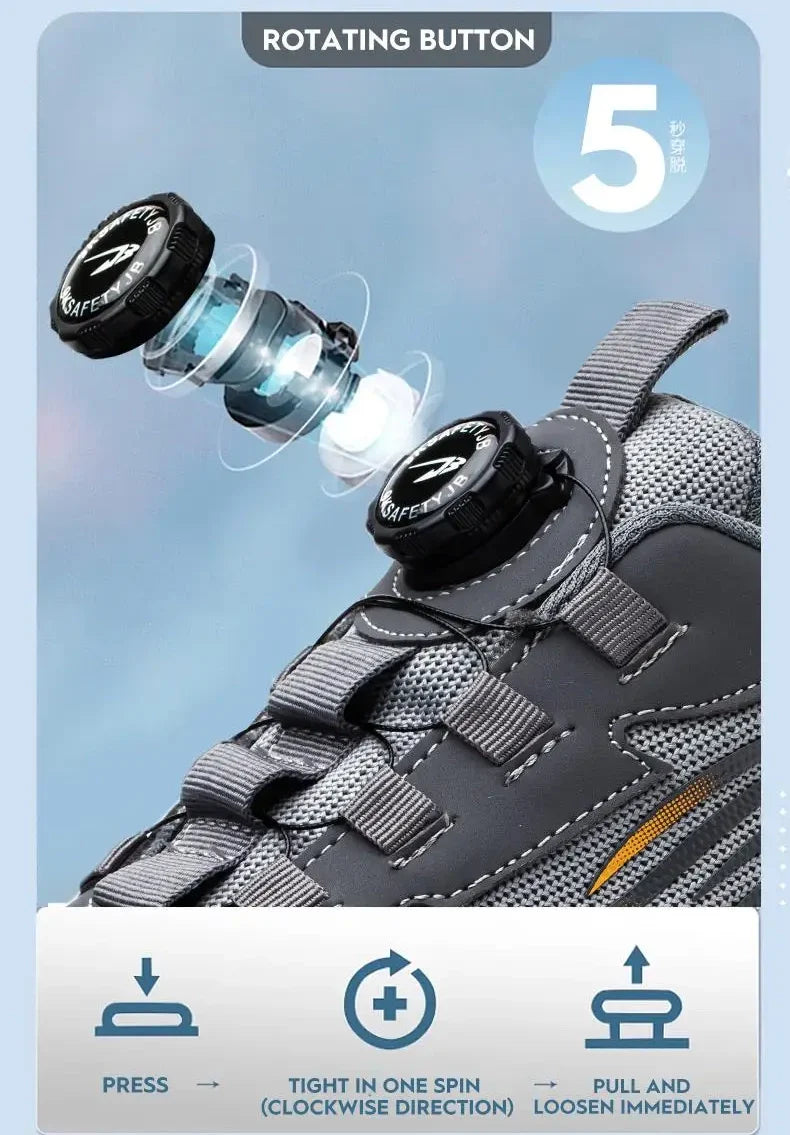 2024 New Rotating Button Anti-puncture Air Cushion Indestructible Work Sneakers