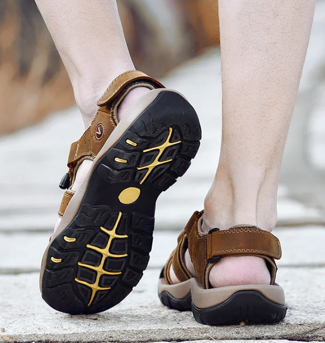 2024 Men's Outdoor Leather Orthopedic Sandals Loafers