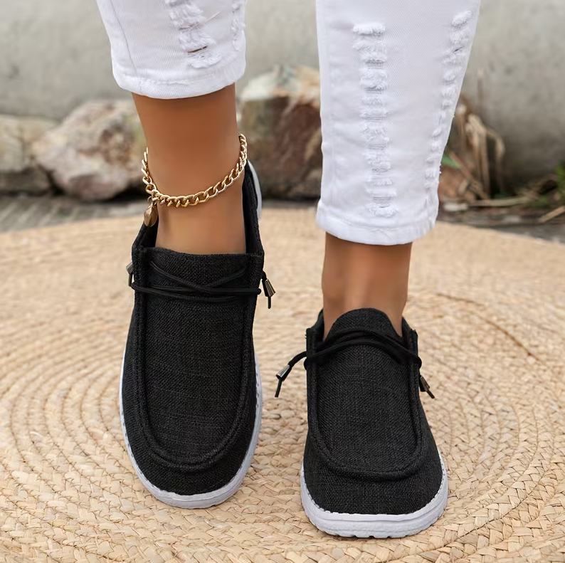 Women Low-top Comfort Loafers, Women's Solid Color Soft Sole Lightweight Flat Walking Shoes