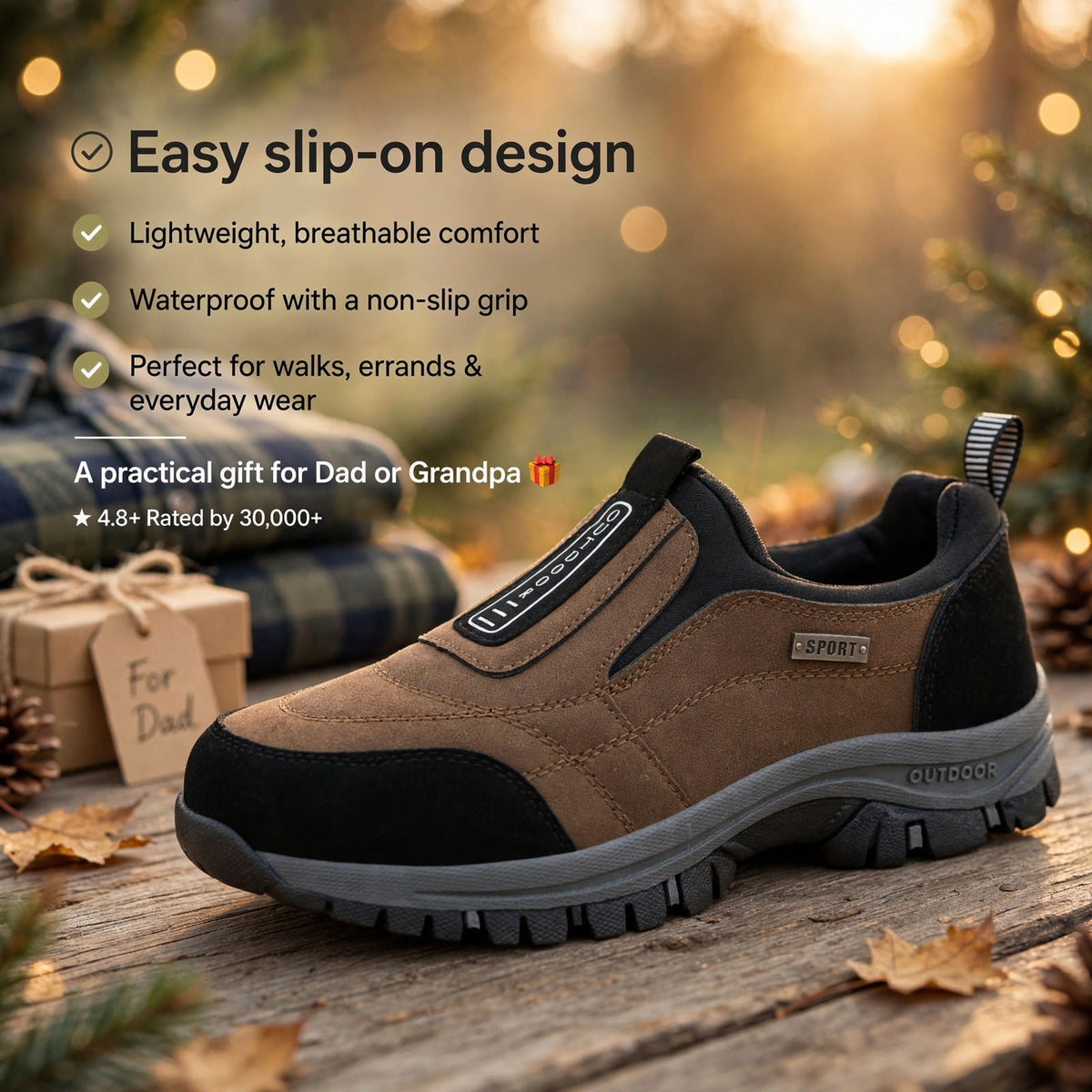 Last day 45% Off🎁 Men's Waterproof Orthopedic Slip-on Walking Shoes