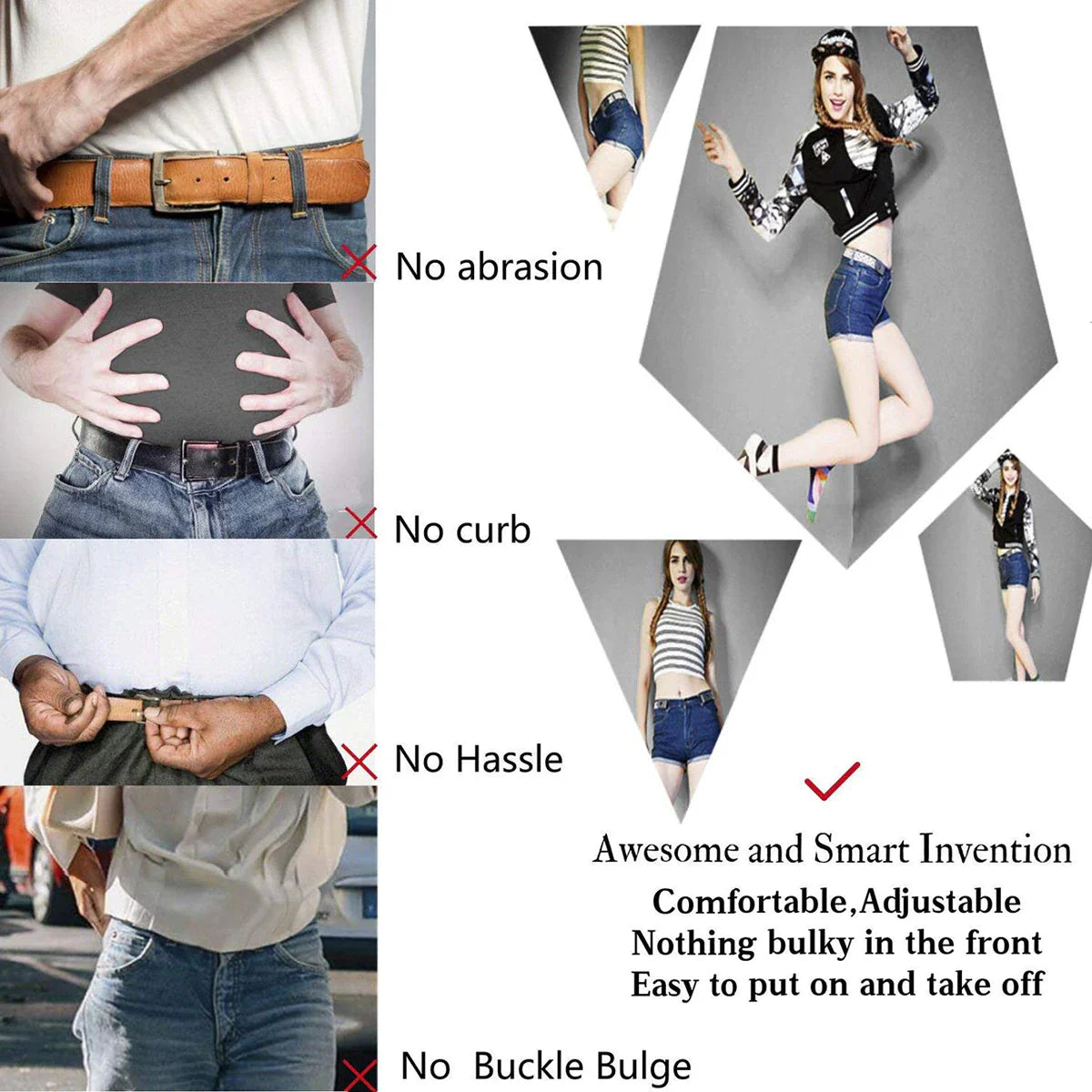 Buckle-Free Belt, Invisible Belt For Waist Jeans Pants for Men & Women