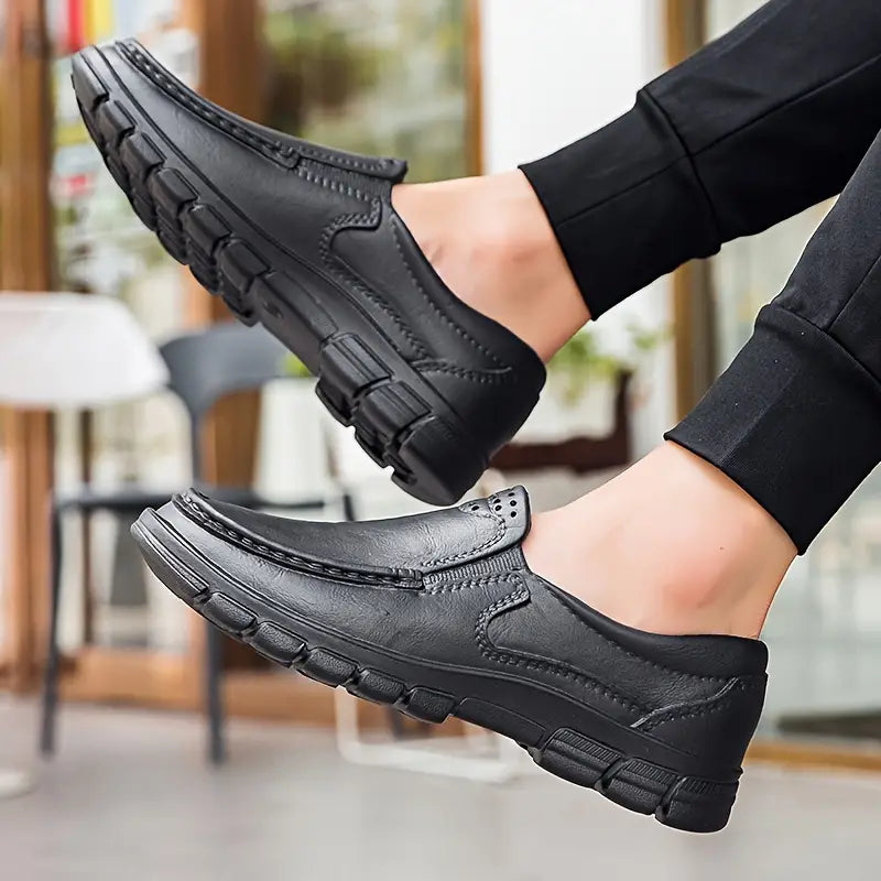 Hot Sale 45% Off🔥 Men’s Black EVA Slip-on Work Shoes - Comfortable Chef Shoes for Driving and Office Use, All-Season Casual Footwear