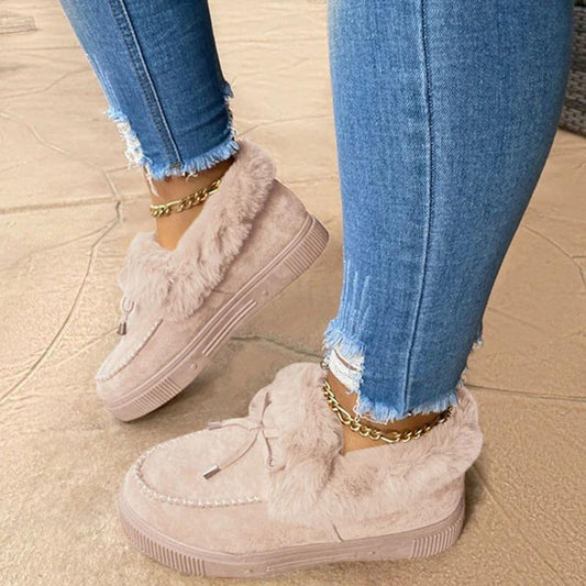 HOT SALE 70%🎁Women Round Toe Fleece Thick Warm Cotton Shoes, Arch-support Winter Snow Boots