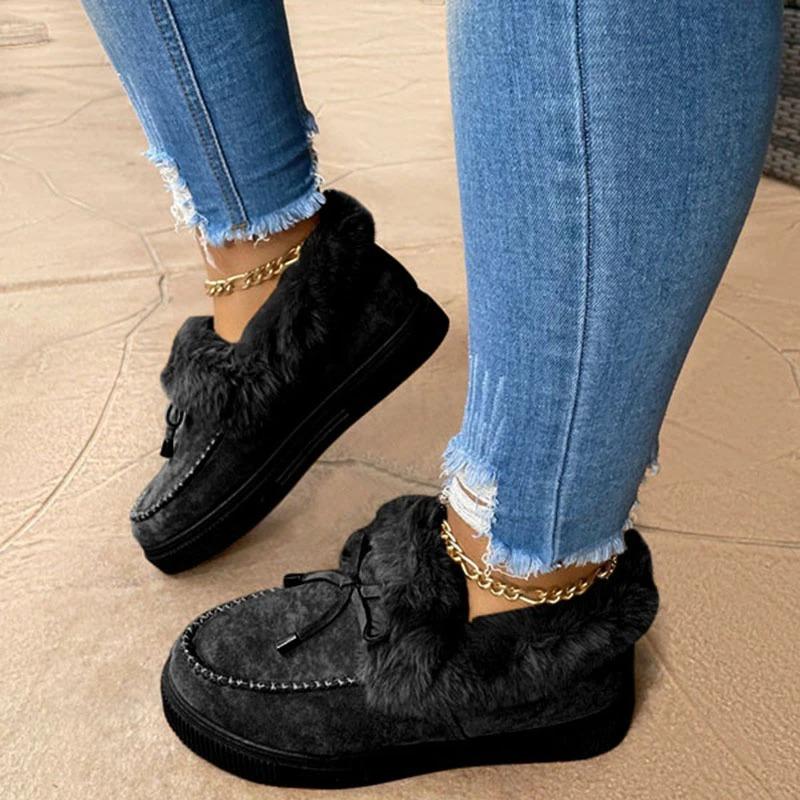 HOT SALE 70%🎁Women Round Toe Fleece Thick Warm Cotton Shoes, Arch-support Winter Snow Boots