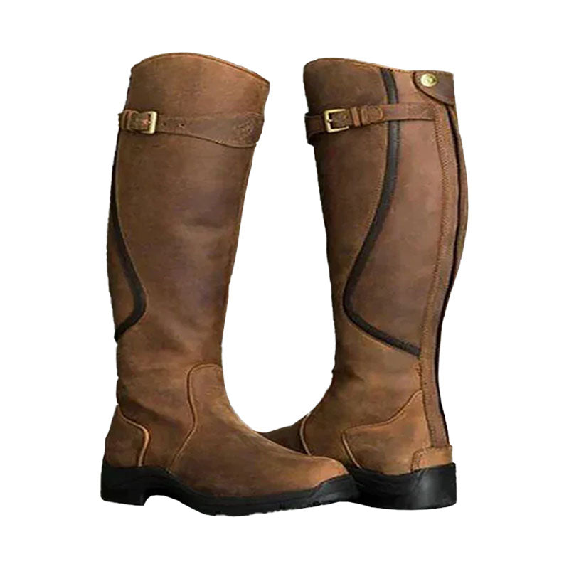 Women's Waterproof Leather Riding Boots