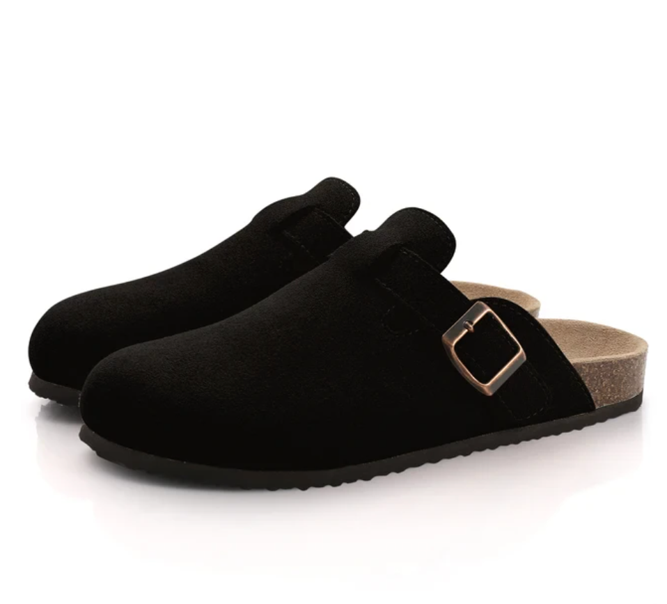 Spring Summer Soft Footbed Cork Clog, Suede Leather Clogs Shoes