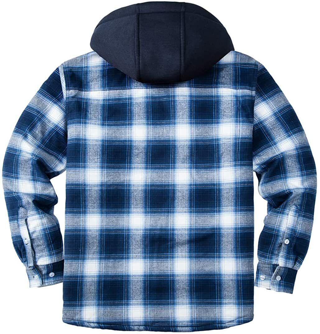 Long Sleeve Knit Sweater, Lined Hooded Plaid Casual Shirt Jacket