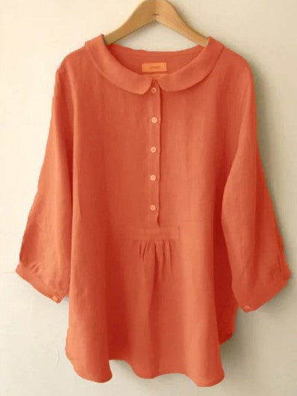 Plus Size Long Sleeve Sweet Solid Blouse