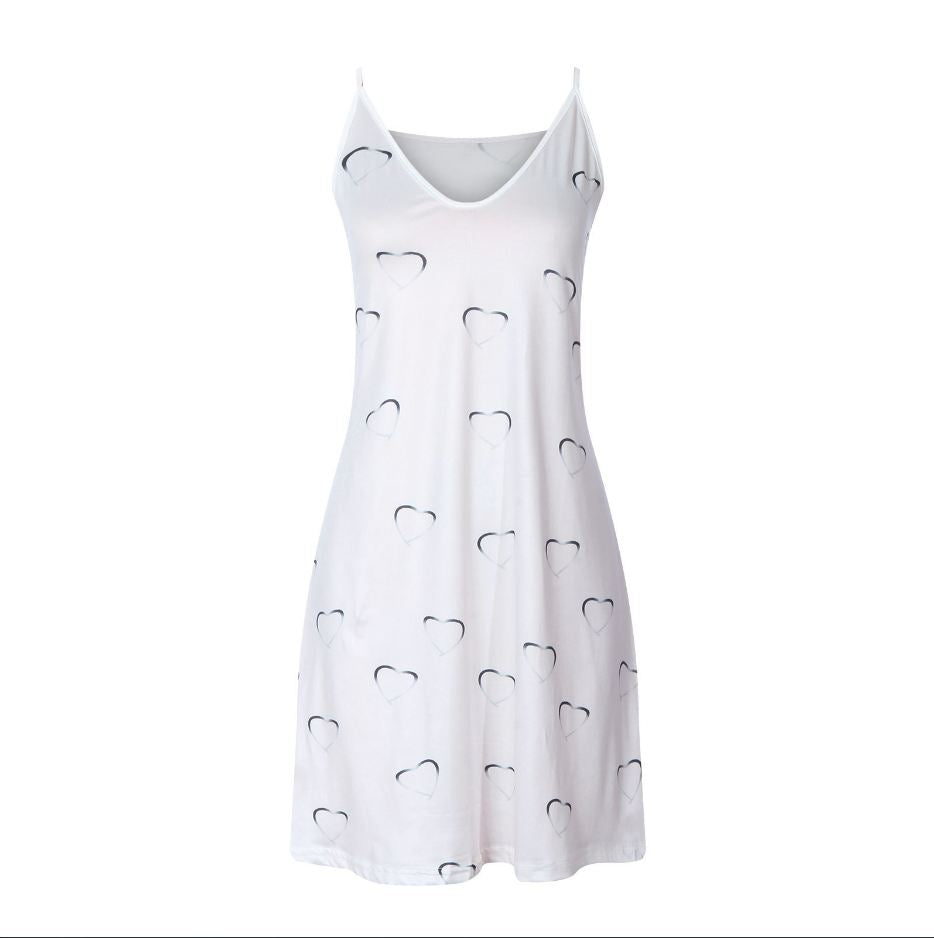 Sexy V-Neck Loose Print Slip Dress