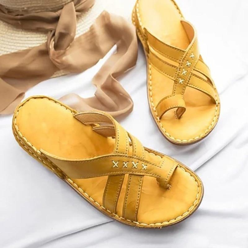 Women Thick Platform PU Leather Slippers Summer Beach Eva Soft Sole