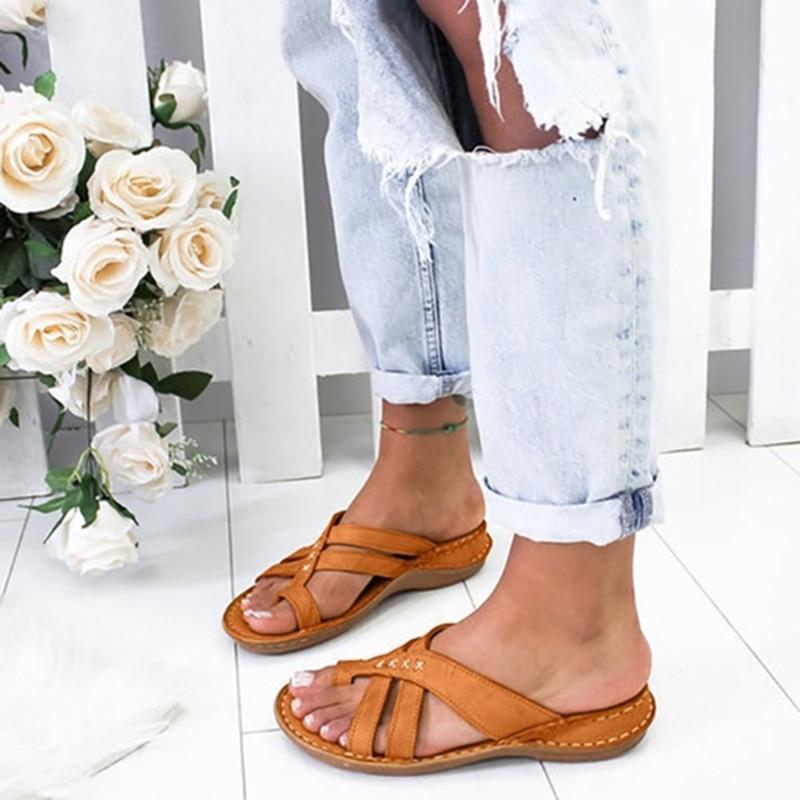 Women Thick Platform PU Leather Slippers Summer Beach Eva Soft Sole