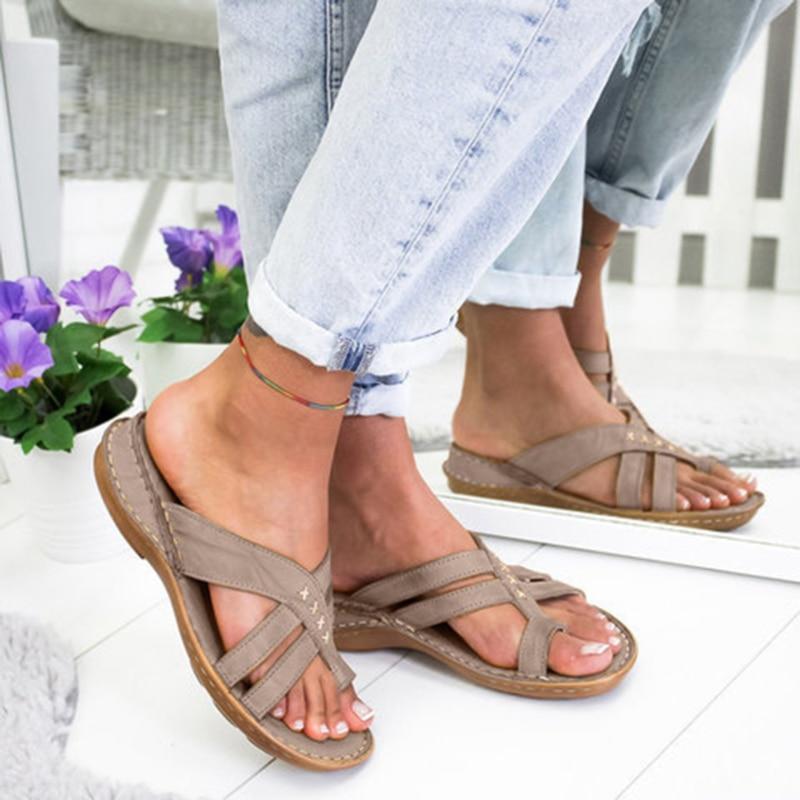 Women Thick Platform PU Leather Slippers Summer Beach Eva Soft Sole