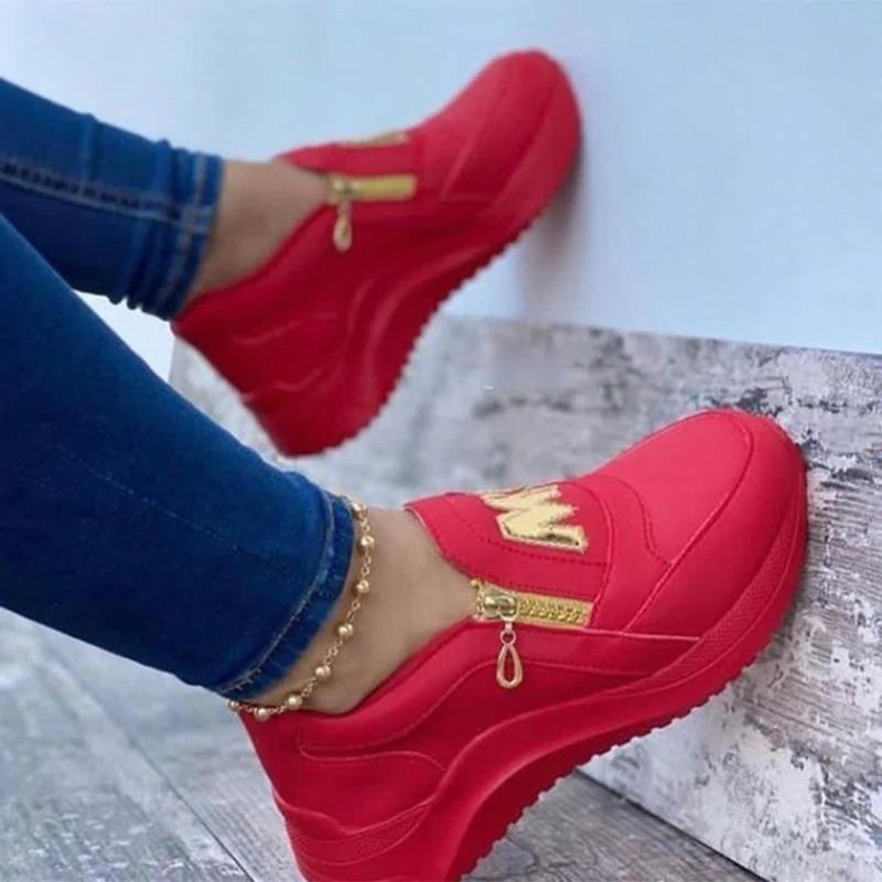 Women’s Fashion Letter Decoration Comfortable Zipper Design Sneakers